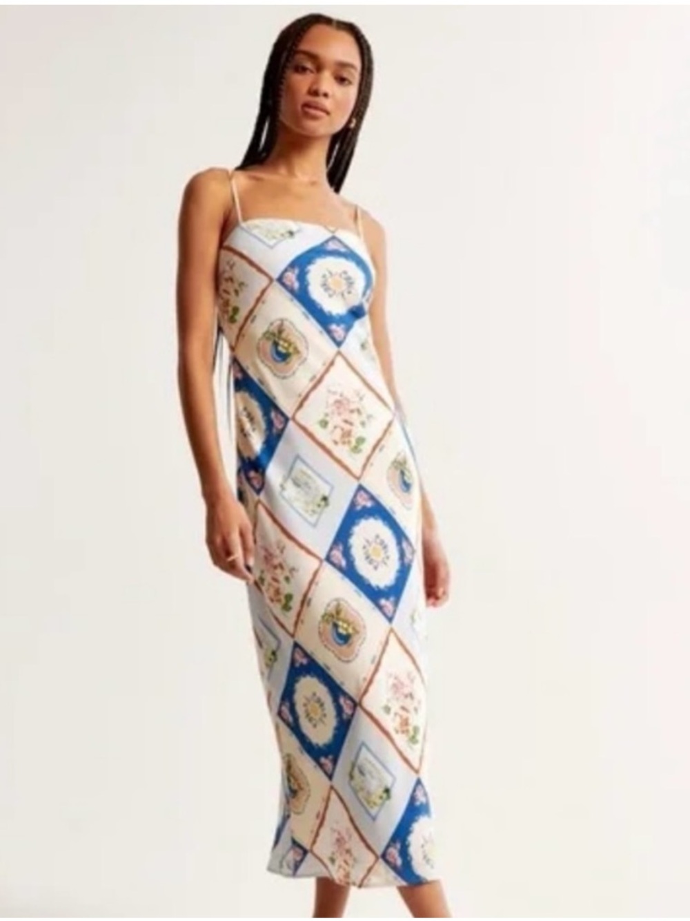 Abercrombie & Fitch Blue and Cream Patterned Capri Maxi Dress